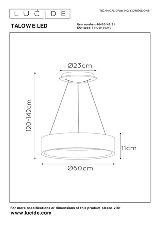 Lampa wisząca Lucide TALOWE biały 46400/42/31