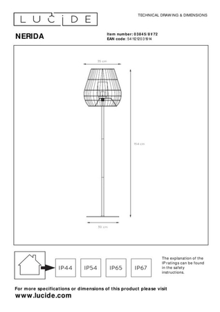 Lampa zewnętrzna Lucide NERIDA 03845/81/72 drewniany