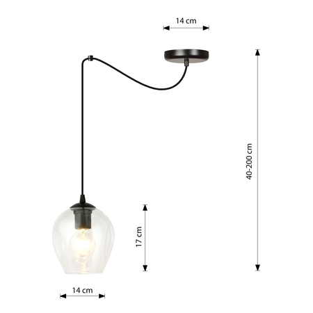 Lampa wisząca LEVEL 1 BL TRANSPARENT Emibig 756/1 czarny