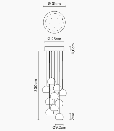 Lampa wisząca Fabbian F32A2300 Multispot Beluga-Rosone Ø 310 10L.