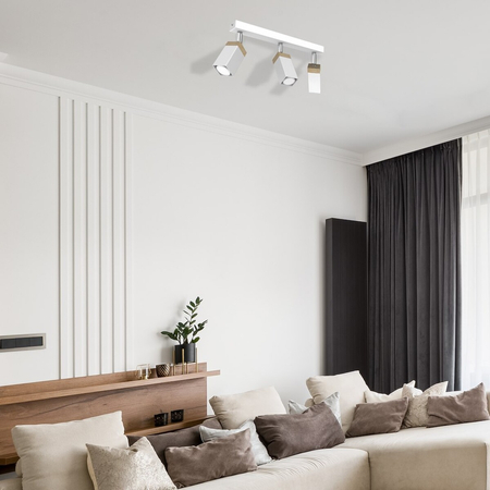 Milagro Lampa sufitowa Solo Sawn WHITE / PATINATED WOOD 3x mini GU10 MLP7479 BIEL / NATURALNE DREWNO