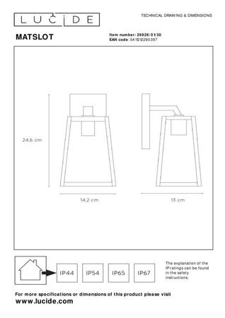 Lampa zewnętrzna Lucide MATSLOT 29828/01/30 czarny