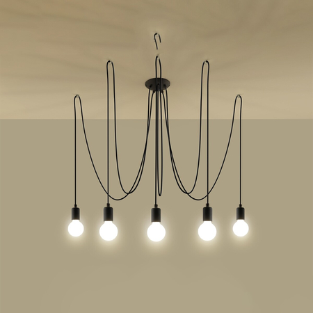 Sollux Lighting Żyrandol EDISON 5 czarny SL.0371
