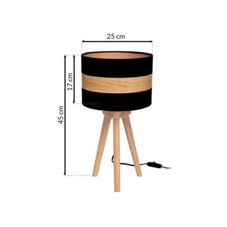 Milagro Lampka stołowa TERRA 1xE27 MLP6292 Czerń / Naturalne drewno