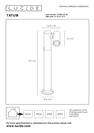 Lampa zewnętrzna Lucide TATUM 27895/05/29 czarny