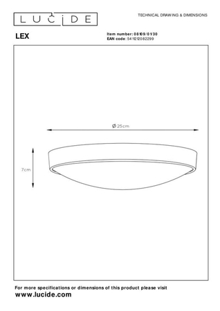 Lampa sufitowa Lucide LEX czarny 8109/01/30