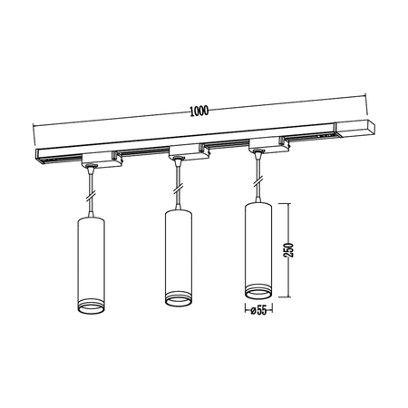 Milagro Zestaw Oprawa Pipe Ring Track Zwis Czarny 3xGU10 1m ML2079 CZARNY