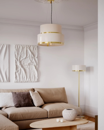 Lampa wisząca By Rydens Marcel Ø50 cm mosiądz/biały