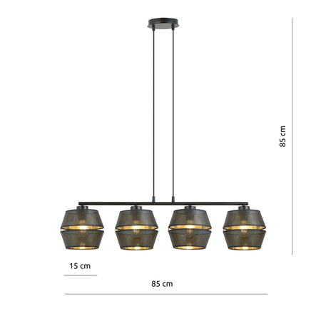 Lampa wisząca MALIA 4 Emibig 1185/4 czarny/złoty