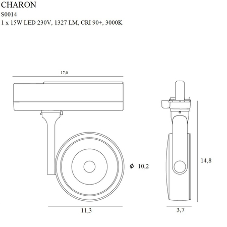 Lampa szynowa Maxlight CHARON S0014 czarny/chrom