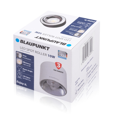 Blaupunkt Lampa LED natynkowa Spot Roller 10W czarny barwa naturalna
