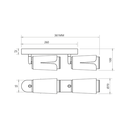 Milagro FLOWER BLACK GOLD SPOT 2xGU10 ML0265 CZARNY + ZŁOTY