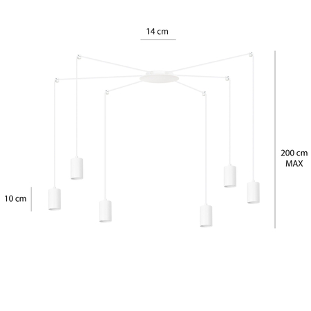 Lampa wisząca TRAKER 6 WH/WHITE Emibig 525/6 biały