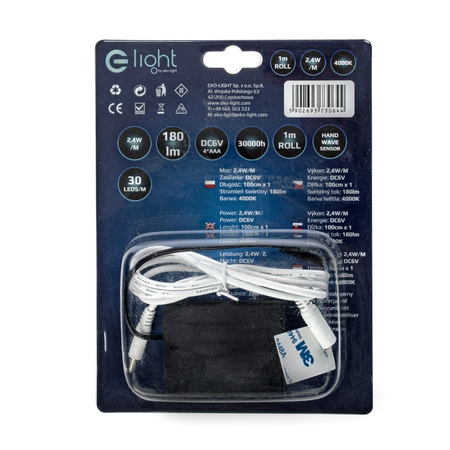 Eko-Light TAŚMA LED 1M Z CZUJNIKIEM RUCHU 4xAAA 4000K EKZ0644