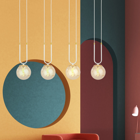 Lampa wisząca GLAM 4 WHITE/MIODOWY Emibig 1117/4 biały/beżowy