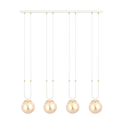 Lampa wisząca GLAM 4 WHITE/MIODOWY Emibig 1117/4 biały/beżowy