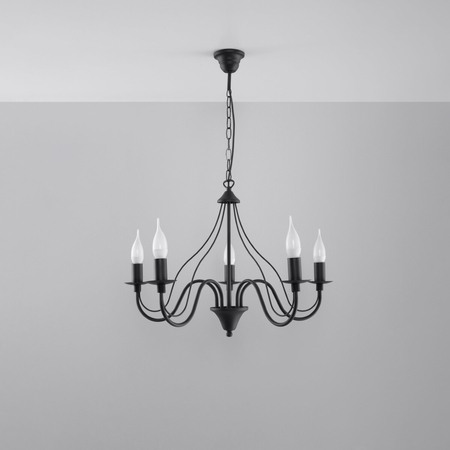 Sollux Lighting Żyrandol MINERWA 5 czarny SL.0218