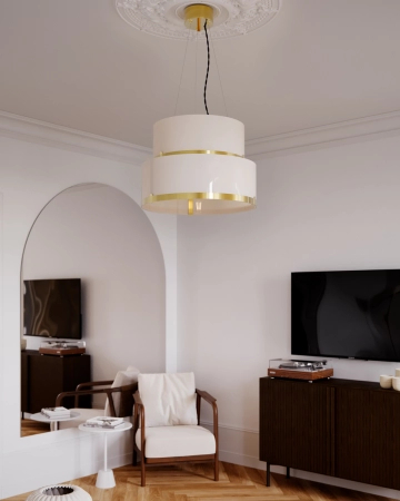 Lampa wisząca By Rydens Marcel Ø50 cm mosiądz/biały