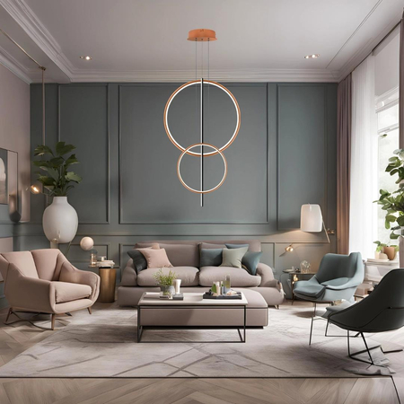 Lampa wisząca Linea No.5 60/40cm czarny miedziany 3k