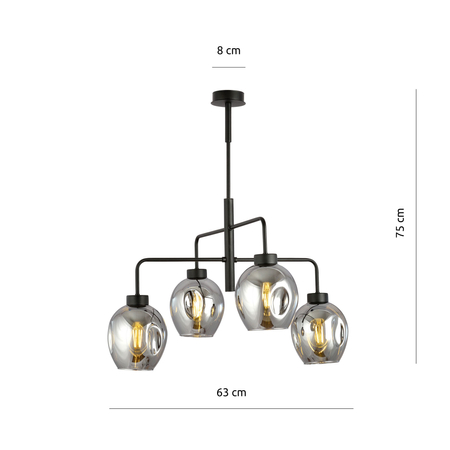 Lampa wisząca LUKKA 4 BLACK/GRAFIT Emibig 1163/4 czarny