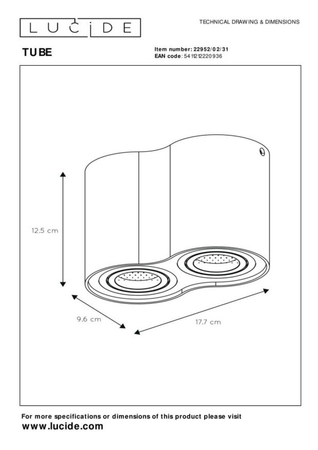 Oczko Lucide TUBE biały 22952/02/31