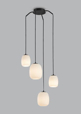Lampa wisząca JAP czarny mat 4xE27 szkło mleczne