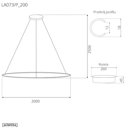 Lampa wisząca Ledowe Okręgi No.1 200cm 4k Różowe Złoto