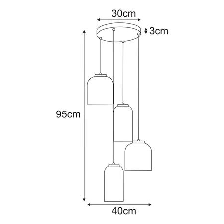 Lampa wisząca Kaja INGA K-5637 bursztynowy, grafitowy, czarny