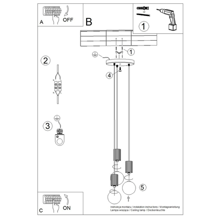 Sollux Lighting Lampa wisząca HALO 3P ochra czerwona SL.1730