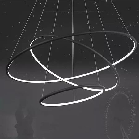 Lampa wisząca Ledowe Okręgi No.3 100cm 3k czarna