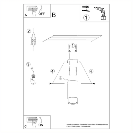 Sollux Lighting Plafon NERO 12,5 czarny/złoty SL.1410