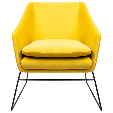 Fotel EMMA VELVET żółty welur - podstawa metal czarna