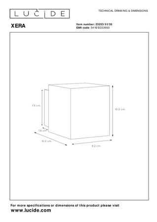 Kinkiet Lucide XERA czarny 23253/01/30