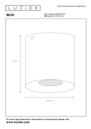 Oczko Lucide BODI biały 9100/01/31