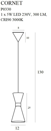 Lampa wisząca Maxlight CORNET P0330 czarny/złoty