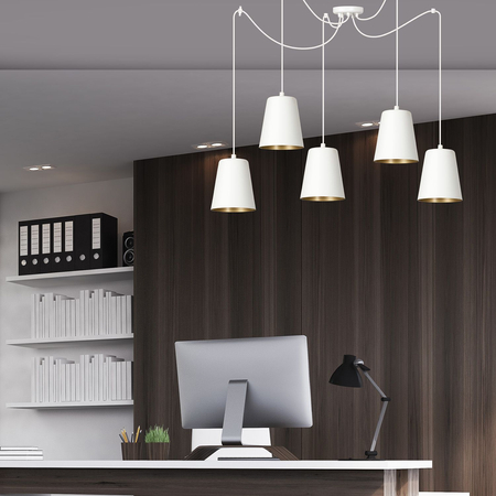 Lampa wisząca LINK 5 WHITE / GOLD Emibig 456/5 biały/złoty