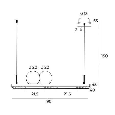 Lampa wisząca Maxlight MOMO P0487 czarny/złoty
