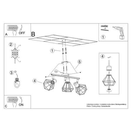 Sollux Lighting Plafon ARTEMIS 3 czarny SL.1107