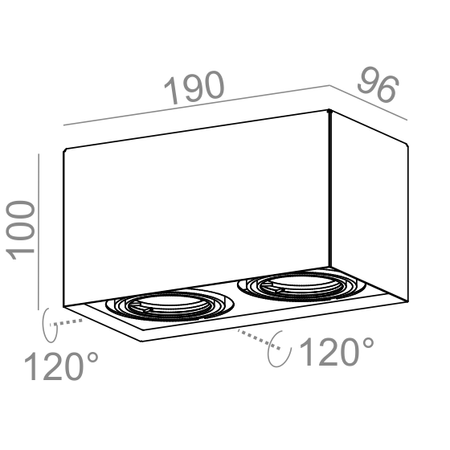 Lampa natynkowa AQForm Squares 50 x 2 230V Surface Czarny Struktura