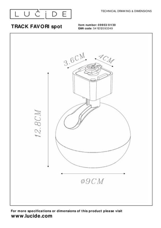Lampa szynowa Lucide TRACK FAVORI spot 09953/01/30 czarny
