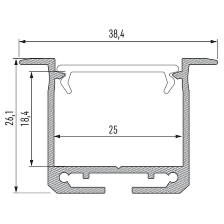Eko-Light PROFIL ALUMINIOWY SREBRNY TYP T 1m + KLOSZ MLECZNY EKPR5382