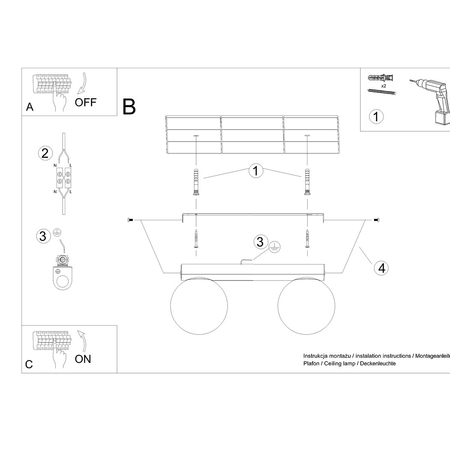 Sollux Lighting Plafon YOLI 2 czarny SL.1152