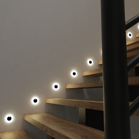 Eko-Light Oprawa schodowa OTI BLACK Barwa Ciepła 3000K 12V z czujnikiem ruchu EKS6900 CZARNY / BIAŁY